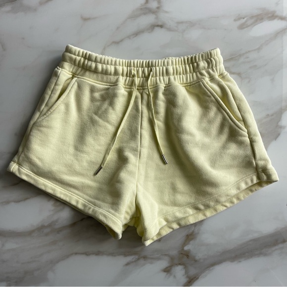 Jonathan Simkhai Evie Terry 100% Cotton Yellow High Rise Drawstring Shorts Small - Picture 1 of 11